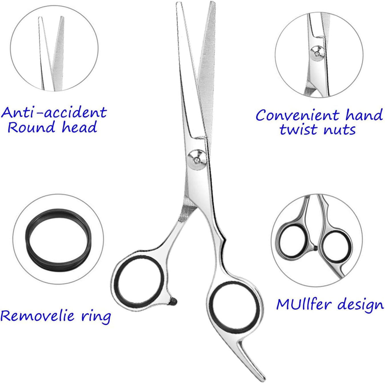 ESSOY Professional Hair Cutting Scissors/Shears (6.7-Inches), Stainless Steel Haircut Scissor with Fine Adjustment Screw for Home Salon,Barber Hairdressing Scissor for Women Men Kids