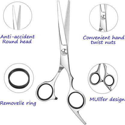 ESSOY Professional Hair Cutting Scissors/Shears (6.7-Inches), Stainless Steel Haircut Scissor with Fine Adjustment Screw for Home Salon,Barber Hairdressing Scissor for Women Men Kids