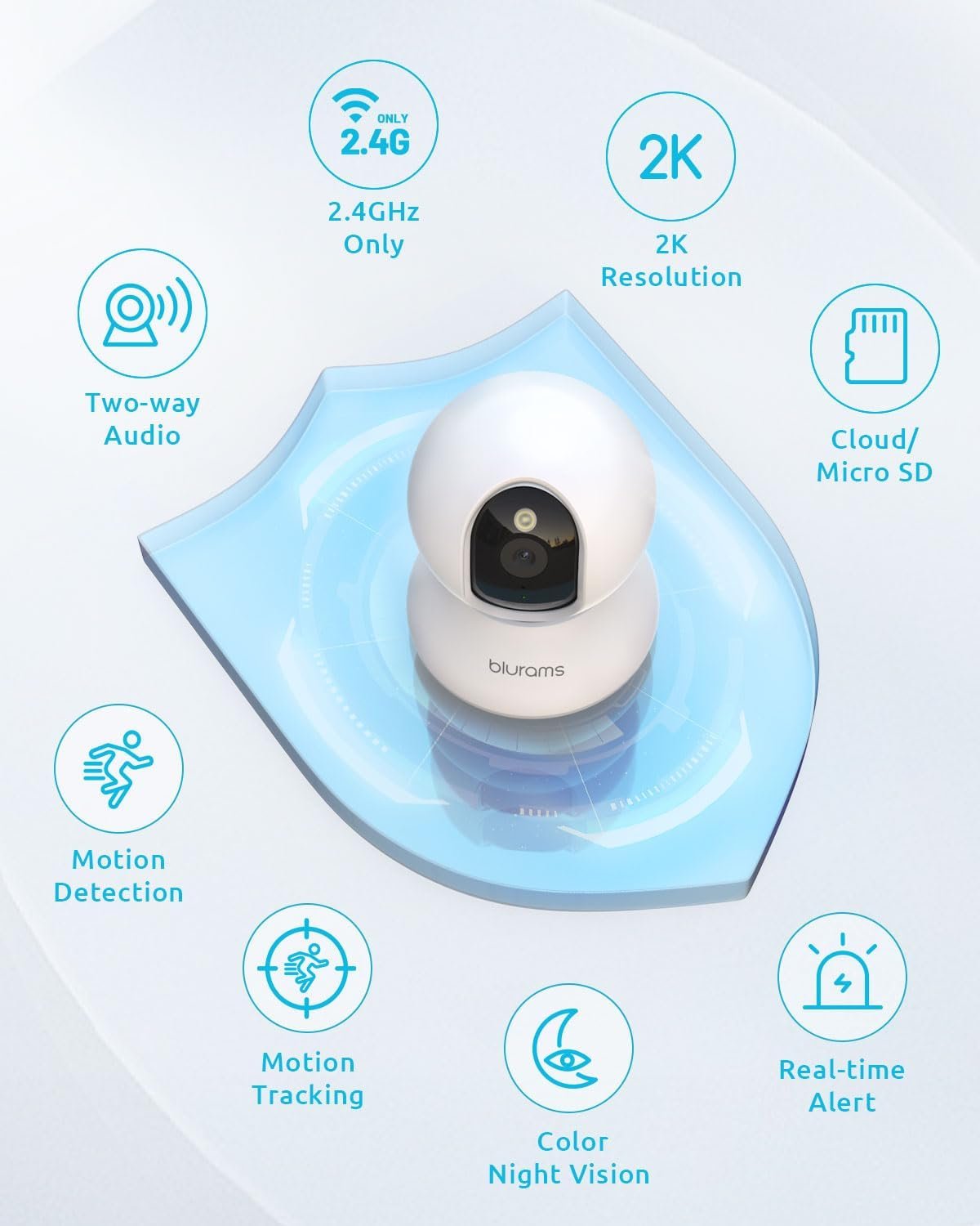 blurams Pet Camera 2K, 360Â° Indoor Security Camera, Dog Camera with Phone App, PTZ Cameras for Home Security Indoor, 5GHz&2.4GHz Dual-Band, 2-Way Talk, Motion Tracking, Color/IR Night Vision, Cloud&SD