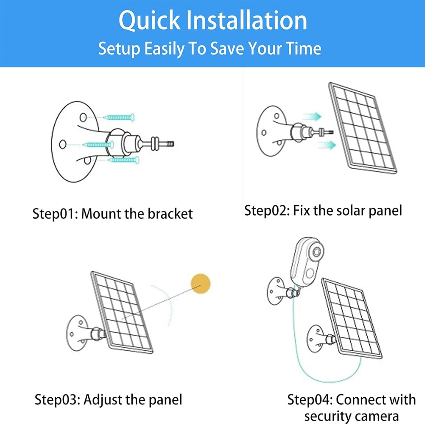 Upgrade 3PACK 5V 5W Solar Panel for Security Camera, Compatible with Eufycam 2C/2C Pro/2/2 Pro/E20/E40/E, Solar Panel with Micro USB Port, USB-C Adapter and 9.8ft/3m Charging Cord, White