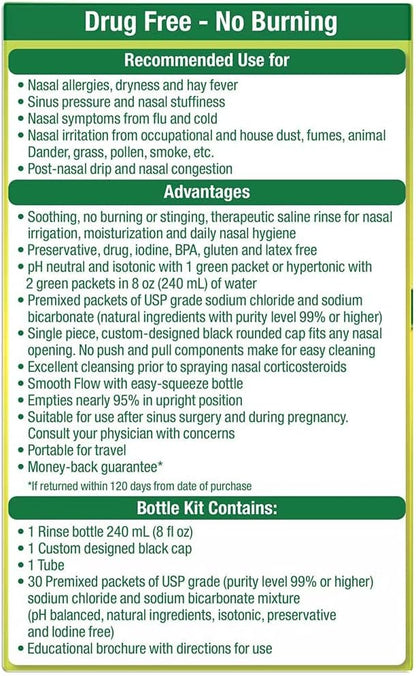 NeilMed Sinus Rinse Extra Strength Hypertonic Kit with 30 Premixed Packets