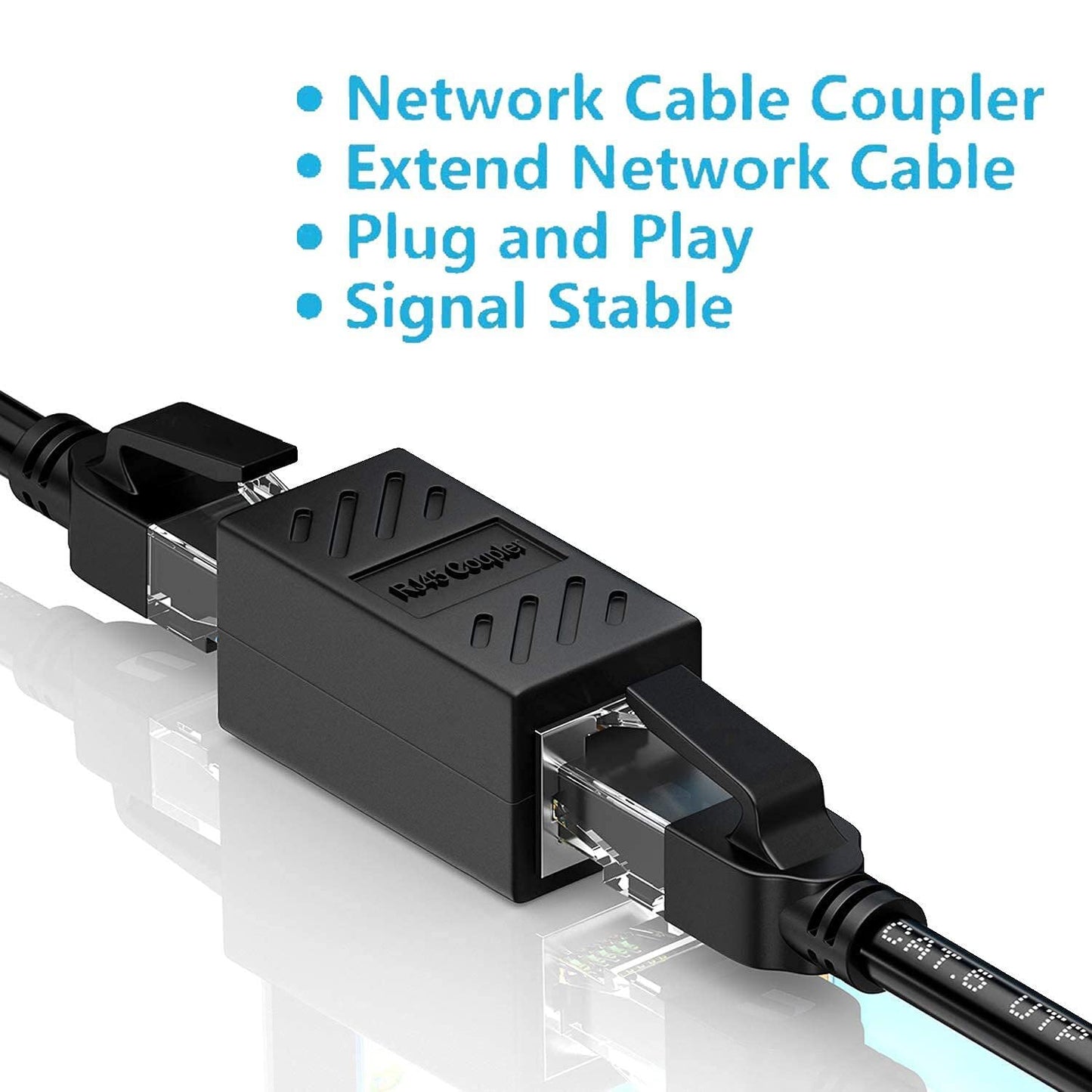 RJ45 Coupler, Ethernet Cable Extender Adapter for Cat7/Cat6/Cat5e/Cat5 - In Line Female to Female (6 Pack Black)