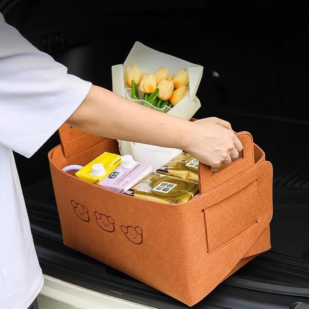 SURDOCA Felt Car Trunk Organizer - 19L Storage Box, Lightweight & Durable, Foldable Car Organizers and Storage - Multi-Purpose Auto Storage Bin for Car, and Home Use