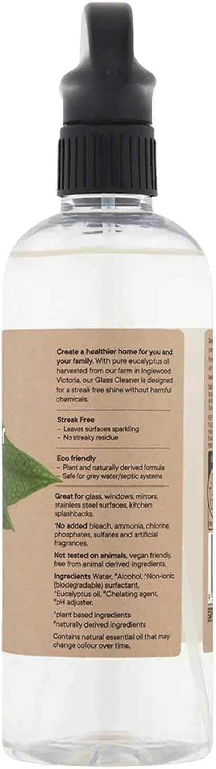 Bosisto's Glass Cleaner 500ml - Pure Eucalyptus Oil Eco Window Cleaning Spray
