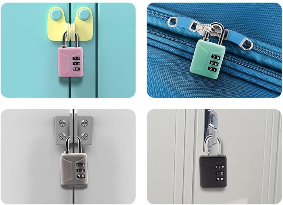 Maizoon Combination Lock with 3-Digit Resettable Code Combo Lightweight and Cute Outdoor Padlock for High Security for Luggage Backpak Bag Suitcase Baggage Pack of 6
