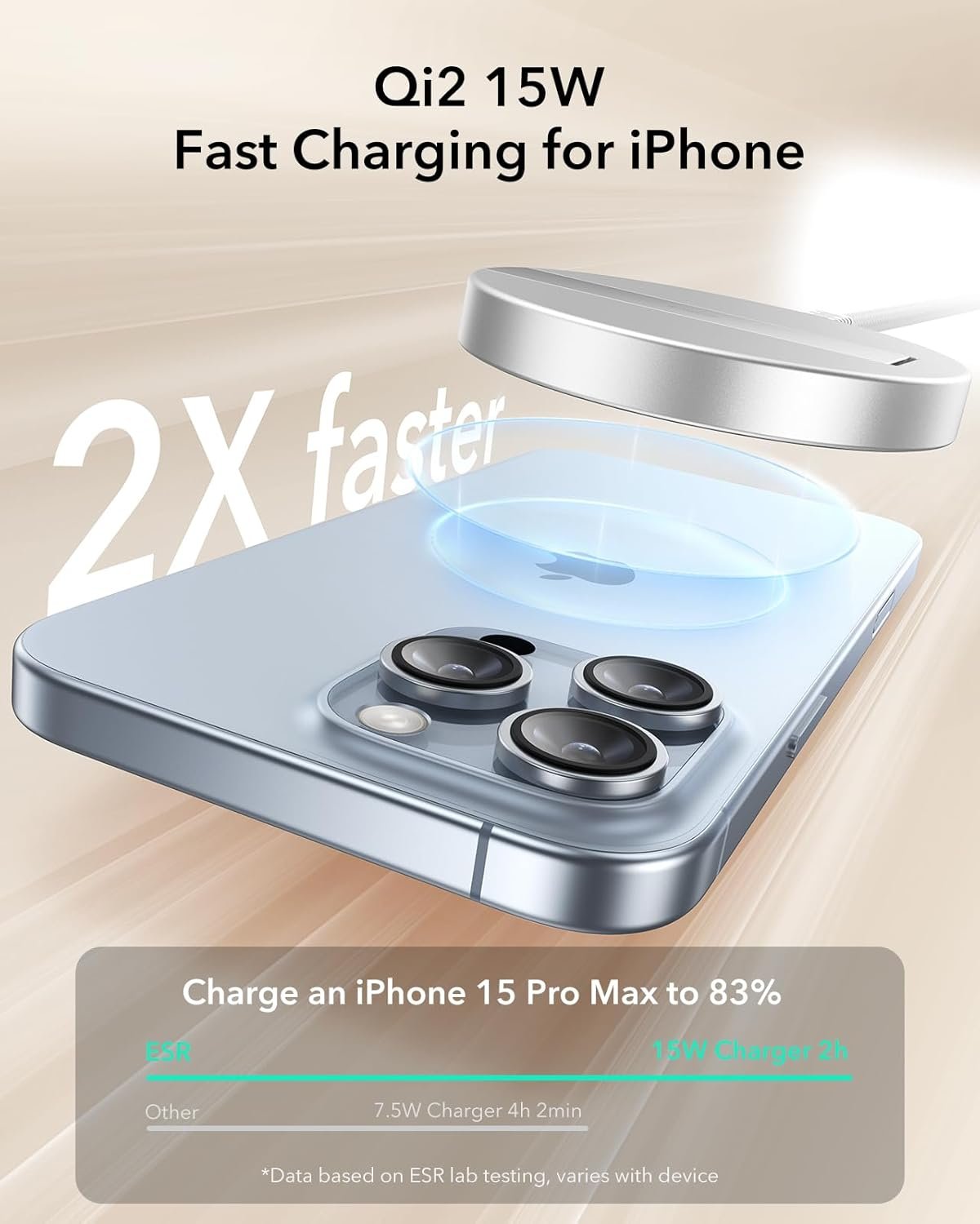 ESR HaloLock Qi2 Wireless Charger with Kickstand, Qi2 15W MagSafe iPhone Charger, Wireless Charging Pad for iPhone 16/15/14/13/12 Series, AirPods Pro, Strong Magnetic Charging with Type-C Cable, White