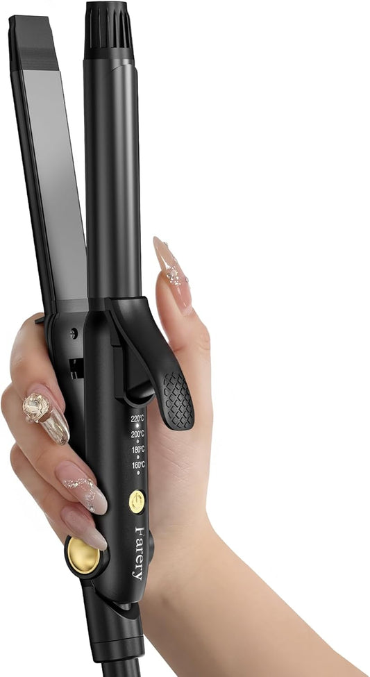 Farery Travel Hair Straightener and Curler 25mm Mini Hair Straightener with 4 Adjustable Temperatures Dual Ceramic Curling Tool for Short Hair Curling