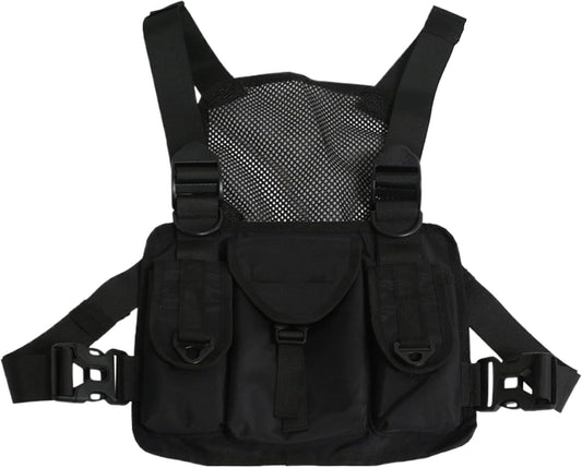 Running Chest Pack, Adjustable Shoulder Harness, Lightweight Pouch, Multiple Compartments, Secure Strap Organizer for Jogging, Hiking, Travel, Outdoor Sports 11.02x9.06x0.79 inches