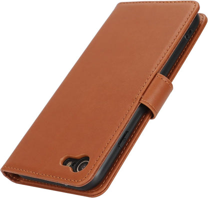 Cavor for iPhone 7/8 Case iPhone SE 2020/ SE 2022 Case Leather Wallet Folio Flip Cover with Kickstand and Photo Holder Card Slots Protective Shockproof Phone Cases-Light Brown