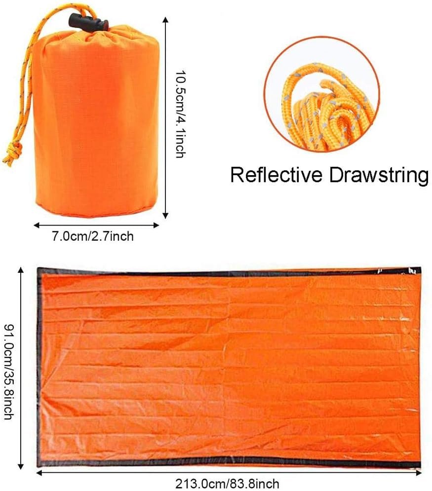 Kangmeile Emergency Survival Sleeping Bag - Survival Bivvy Bag, First Aid Rescue Blankets, Waterproof Emergency Blanket, Warm Tube Tent, Ultralight, Heat Repellent, Cold Protection, Rescue Tent for
