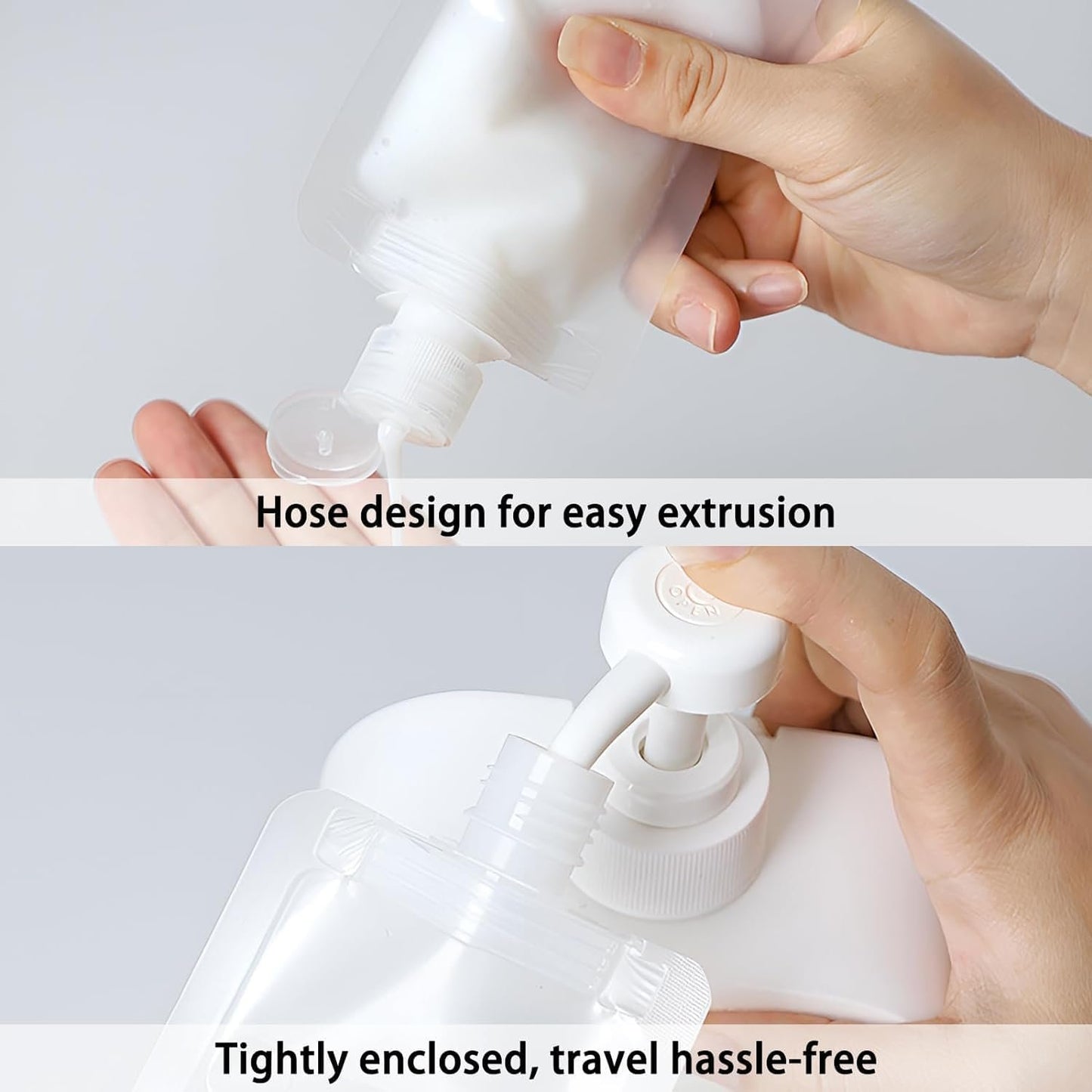 15 Pcs Portable Travel Makeup Packing Bag, 30ml+50ml+100ml Leak Proof Refillable Empty Squeeze Pouch, Transparent Clamshell Packaging Bag Plastic Stand Up Spout Pouch for For Vacation Travel.