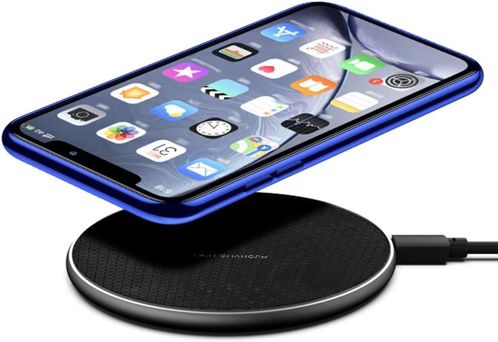 Qi Wireless Charger 10W Fast Wireless Charging Dock Wireless Charging Pad with Anti-Slip Rubber Base Slim Wireless Charger for Android Cell Phone (Black)