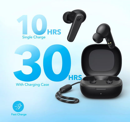 Soundcore by Anker P20i True Wireless Earbuds, 10mm Drivers with Big Bass, Bluetooth 5.3, 30H Long Playtime, Water-Resistant, 2 Mics for AI Clear Calls, 22 Preset EQs, Customization via App (Black)