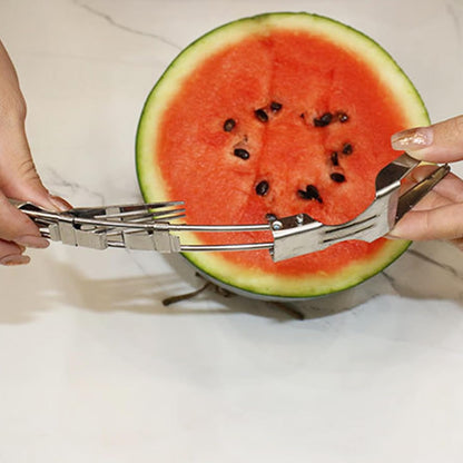 SHZONS Watermelon Fork,Watermelon Slicer Cutter Tool - Lightweight Stainless Steel 2-in-1 Splitters Easy-to-Use Rust-Proof for Cantaloupe Salad Meal Prep Kitchen Picnic Snacks