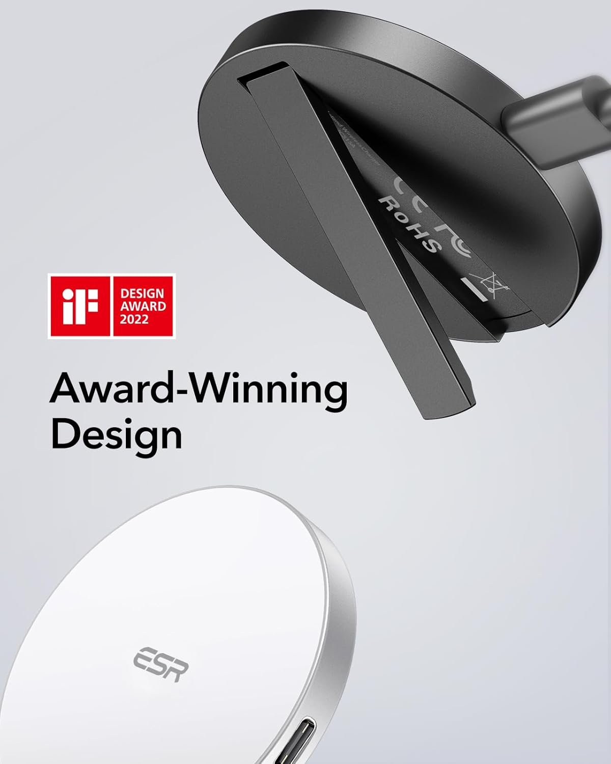 ESR for Magsafe Charger, Wireless Charger Kickstand, Charging Pad for iPhone 16/15/14/13/12 Series Galaxy S25 Series and Airpods pro, Strong Magnetic Charger Pad with A/C Cable, Black