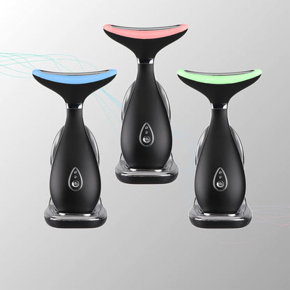 VRAIKO Lily Neck Face Massager, Face Sculpting Tool, Skin Rejuvenation Device with Thermal, Triple Action LED and Vibration, for Anti-Aging, Lifting and Tightening (Frosted Black)