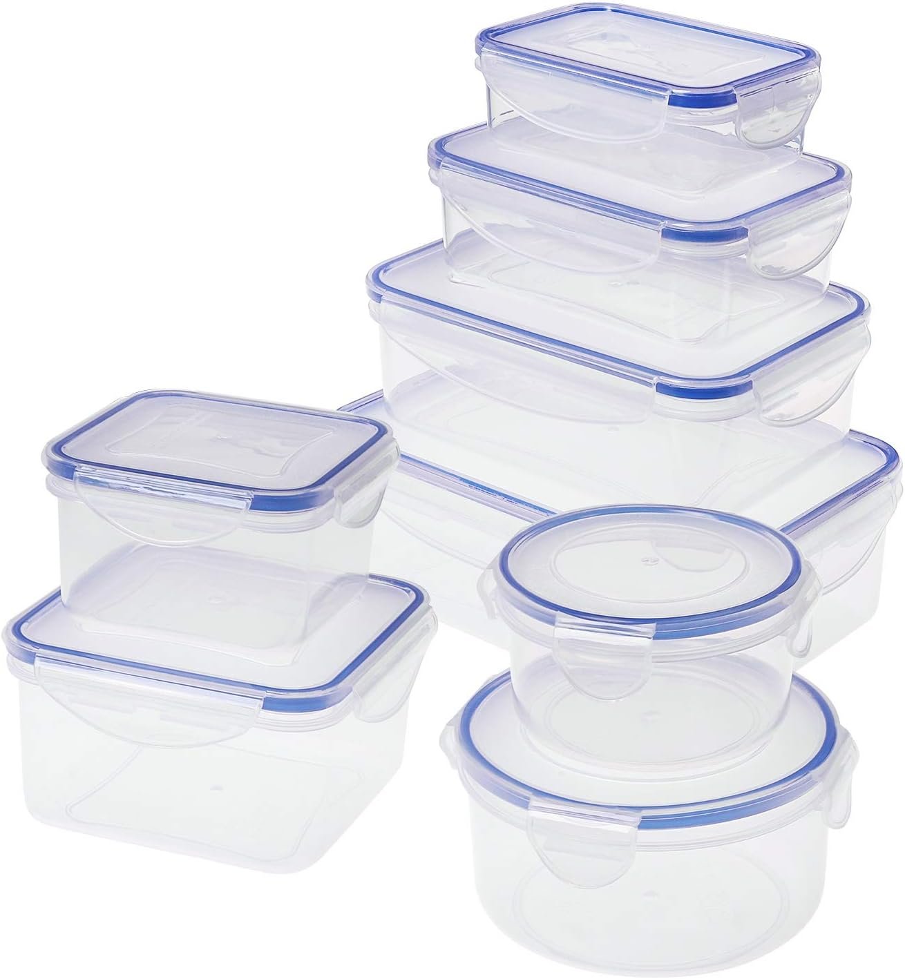 Food Storage Containers with Lids Airtight, Plastic Food Container Set, SIKITUT Airtight Storage Containers(8 Pack) for Home, Kitchen, Leak Proof, BPA-Free