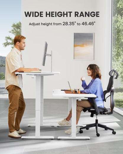 ErGear Electric Standing Desk, 55‘’x28‘’ Height Adjustable Sit Stand up Desk, 4 Memory Computer Home Office Desk Standing Table with Splice Board (White)