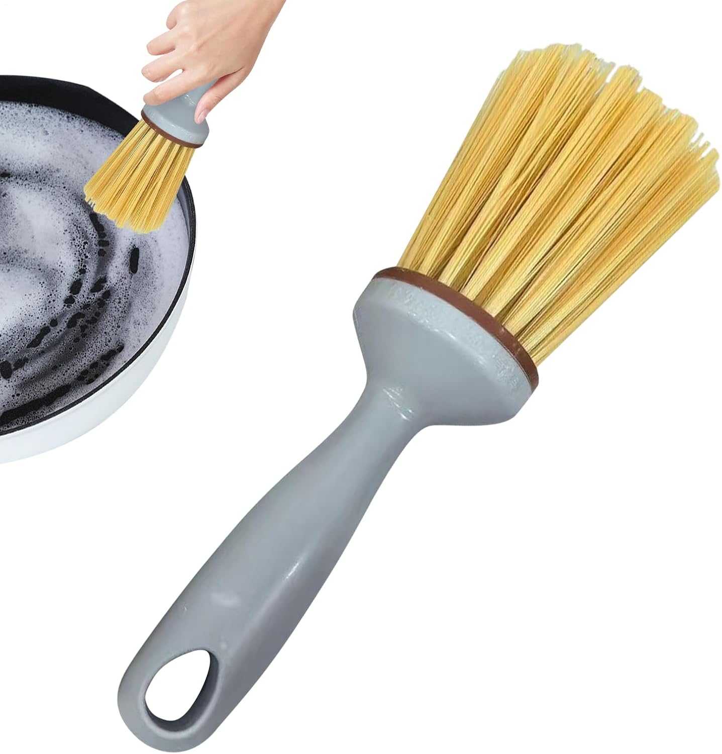 Dish Scrub Brushes, Pot Scrubber with Ergonomic Handle, 8.27x2.95 Inches, Multipurpose Non-Scratch Cleaning Brush for Cookware Utensils Kitchen Sink Pan Home Daily Cleaning