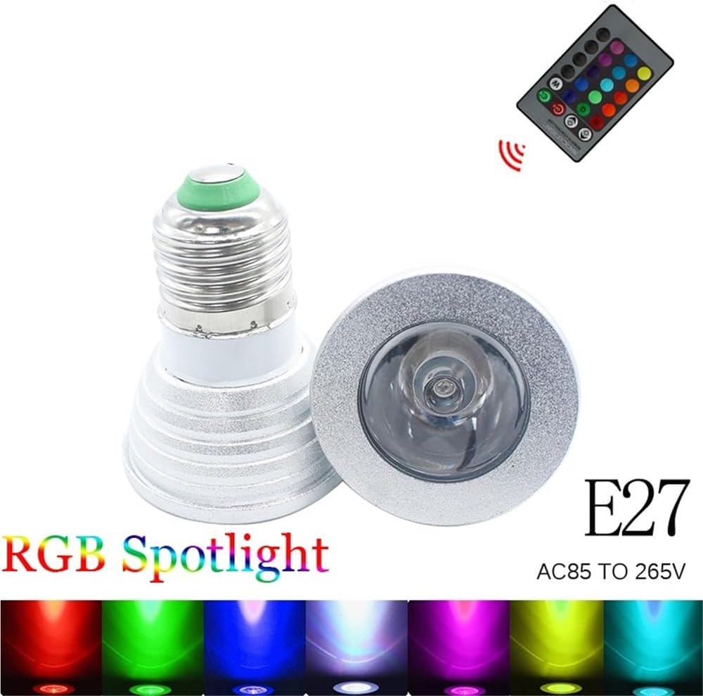 lampadine 10-Pack, LED RGB Spotlight GU10/E27/E14/GU5.3 AC85-265V 3W LED Magic Light with IR Remote Control, MR16 DC12V Smart IC Lighting(E14 85-265V)