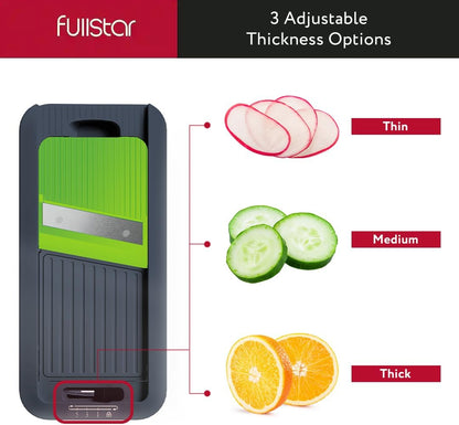 FULLSTAR All-in-1 Vegetable Chopper Gray and Green, Mandoline Slicer & Cheese Grater - Multi Blade French Fry Cutter & Veggie Dicer, Includes Handheld Spiralizer - Kitchen Gadgets