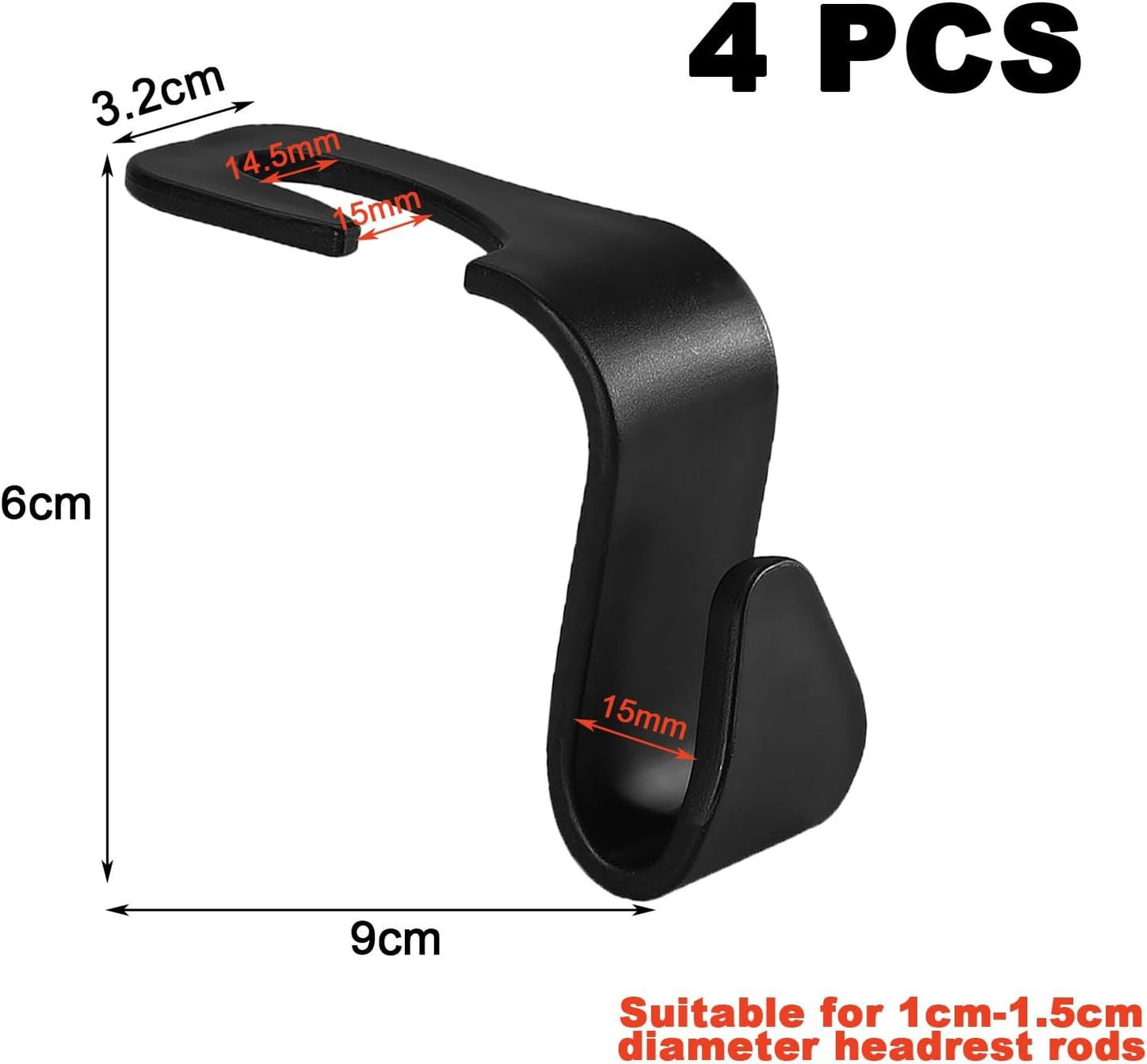 4 Pieces Car Accessories Interior, Car Accessories, Car Seat Hooks, Car Headrest Hooks, for Bags, Clothes, Umbrellas, Shopping Bags, Water Bottles (Black)