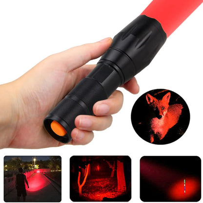 KUPRO Red Light LED Torch Powerful 1000 Lumens Hunting Tactical Red Beam Signal Flashlight Zoomable Waterproof Torches 1 Mode for Night Vision Astronomy Fishing Aviation