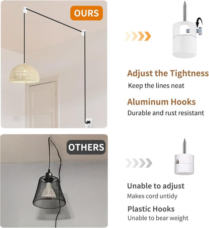 Adcssynd 6 Pack Upgrade Swag Hooks for Ceiling, White Ceiling Hook Super Load, Modern for Hanging Lighting Fixture - Easy to Use