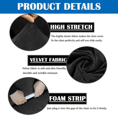GAWEKIQE Curved Short Back Black Armless Accent Chair Slipcover Velvet Upholstered Side Dining Room Chair Cover for Home Decor Living Room Ceremony Set of 2