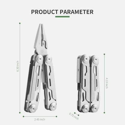 ETANPE 12-in-1 Multitool Pocket Knife, 420 Stainless Steel, Foldable Design with Pliers, Wire Cutters, Saw Blade, Scissors, Screwdrivers, Bottle Opener, Back Clip, Nylon Sheath