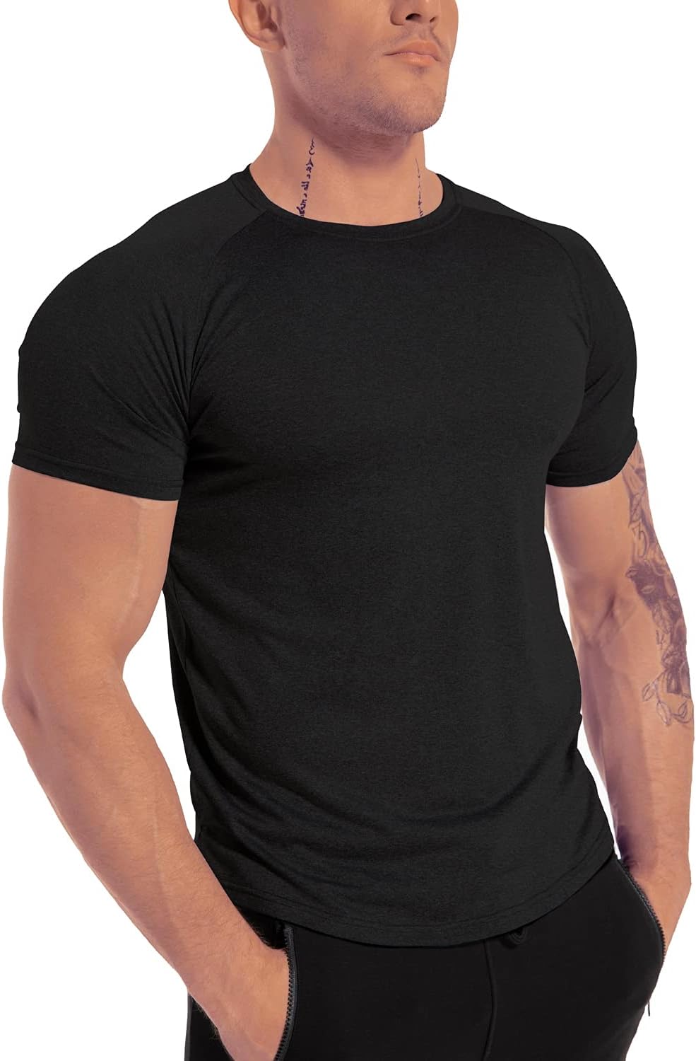 DEHORU 3 Pieces Men's Gym T-Shirt Sports Moisture Wicking Training Short Sleeve Quick Dry