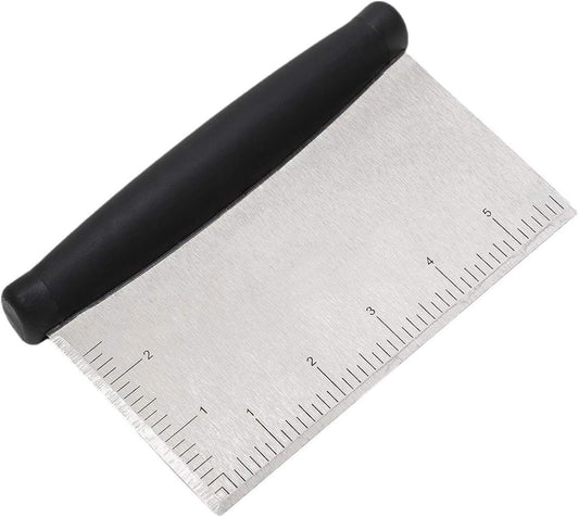 Dough Cutter for Kitchen, Stainless Steel Dough Scraper Tool with Contoured Grip, Food Scraper for Baking and Cooking