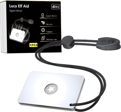 Luca Elf Aid Signal Mirror Survival Military Grade Emergency Mirror Signaling Mirror,Outdoor PFD Rescue Signal Mirror and Whistle,Hiking Mirror and Compass