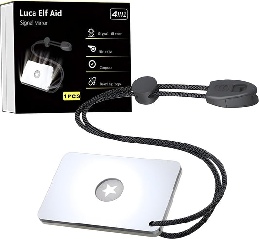 Luca Elf Aid Signal Mirror Survival Military Grade Emergency Mirror Signaling Mirror,Outdoor PFD Rescue Signal Mirror and Whistle,Hiking Mirror and Compass