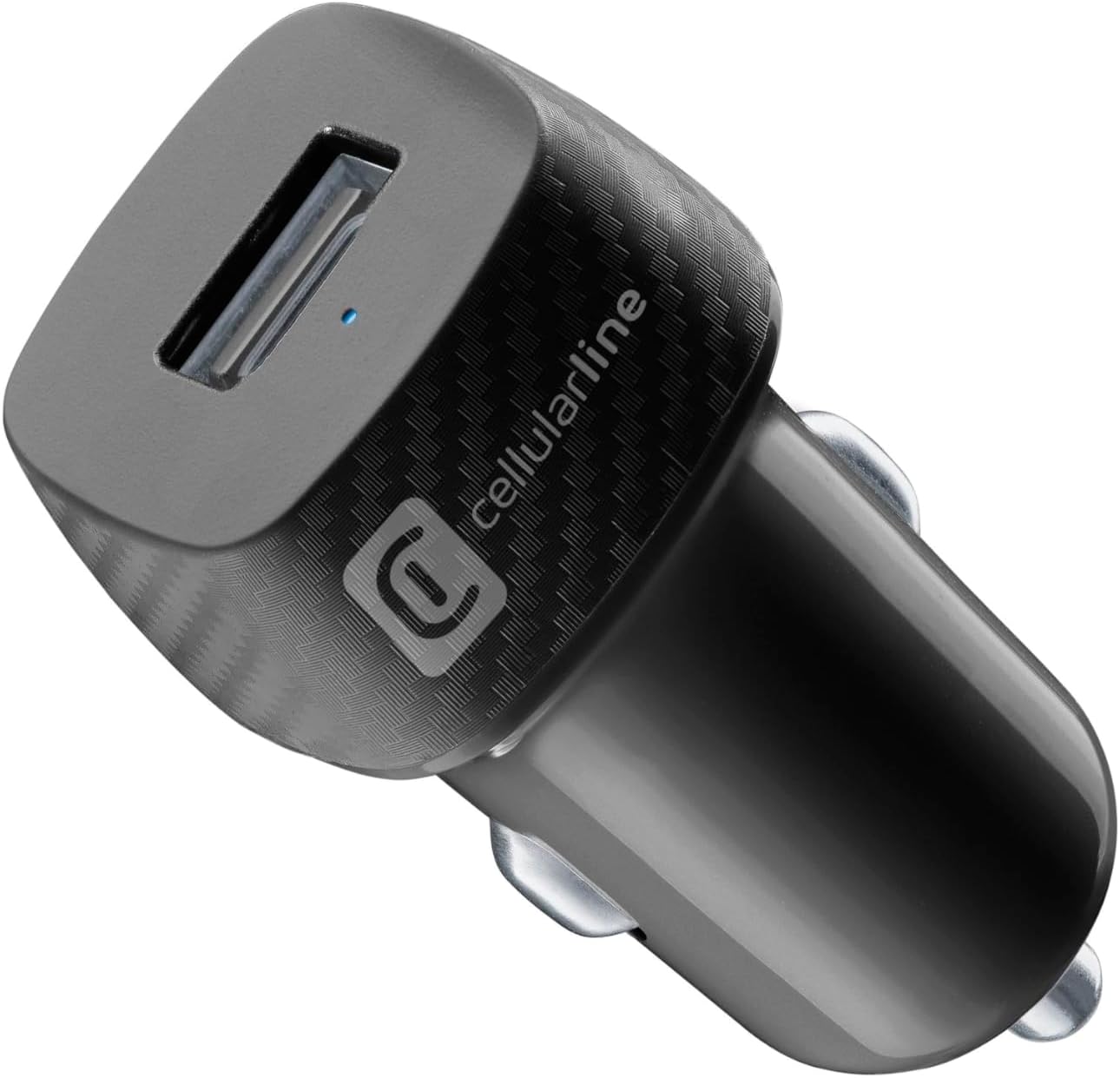 Cellularline - USB Car Charger 12W - USB Car Charger 12W - Automatic Adapter Cigarette Lighter Sockets 12V/24V - Protection from Overloads and Short Circuits - Black