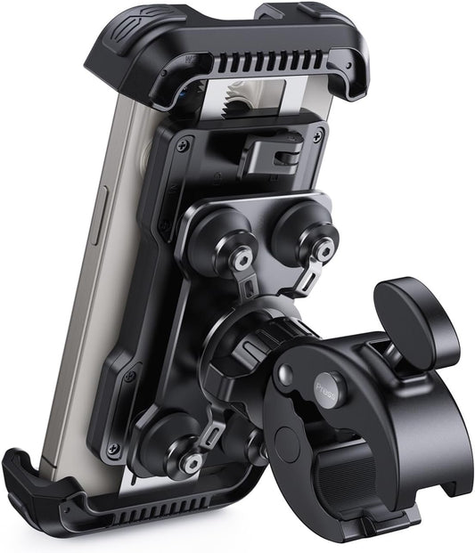 Lamicall Anti-Vibration Motorcycle Phone Holder – [Dual Shock Absorber] 360° Rotation, Universal Handlebar Mount Mobile Phone Bicycle for iPhone 16 15 14 13 12 Series, Xiaomi, 4.7-6.8 Inch Smartphones