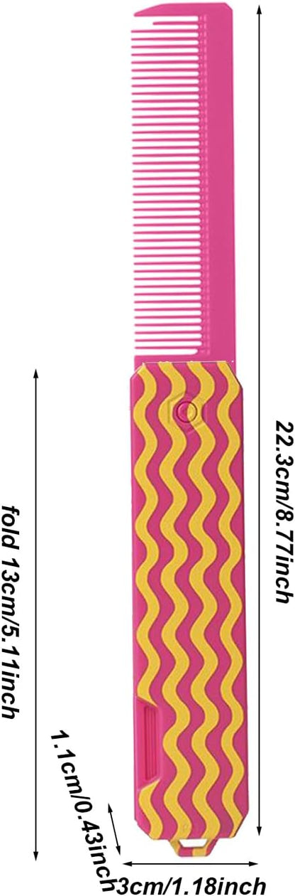 Pocket Comb, Fine and Wide Tooth, Folding Styling Tool, Portable Design, Sturdy Lightweight Material, Suitable for Hair, Beards, Mustache Women, Girls, Travel Use