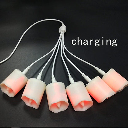 Actpe Rechargeable LED Electric Candle Light Flameless Flashing Home Dinner Decoration Christmas Wedding Birthday Party Celebration Halloween Tea Lights with Timer & Remote, Pack of 6