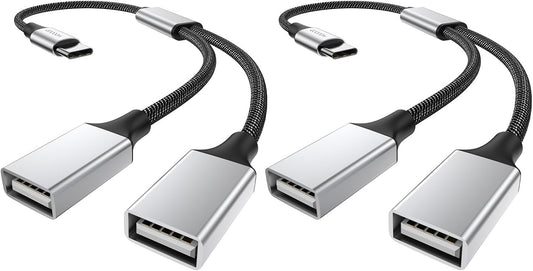 USB C to Dual USB Female Adapter Type C to Dual USB Splitter USB c to Double USB 2.0 Adapter Double USB 2.0 OTG Splitter Cord Converter for MacBook Pro, Google Pixel, Galaxy S9 / S8 / Note 8