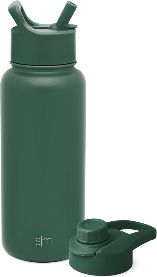 Simple Modern Water Bottle with Straw and Chug Lid | Insulated Stainless Steel Thermos for Sports Gym | Summit Collection | 32oz | Forest