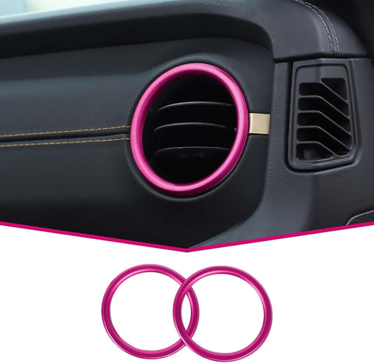 JeCar Dashboard Air Conditioner Vent Ring Aluminum Alloy AC Outlet Trim Cover Interior Accessories Compatible with Jeep Wrangler JL JLU 2024, Pink