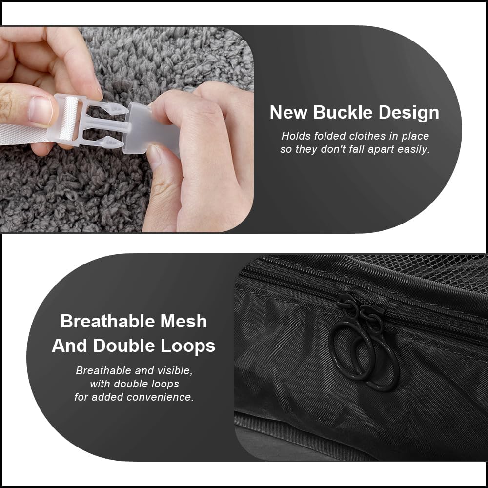Najdeiuyt Packing Cubes - 10 Set, Black, Nylon or Polyester, Transparent Mesh Panels, Zipper Closure, Ideal for Clothing & Travel