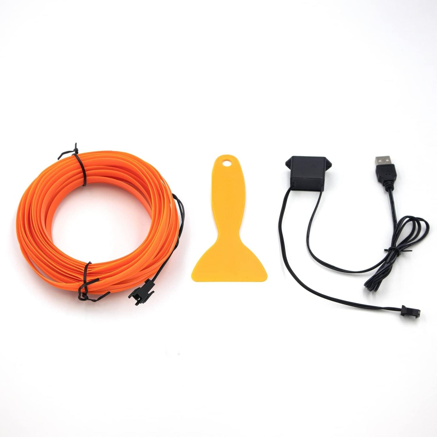 EL Wire Car LED Interior Lights Strip USB Neon Wire Lights 197 inch 6mm Sewing Edge Glowing EL Wire Lights for Car Ambient Lighting Kit 5M/16.5ft Car Decorations LED Lights for Car Interior (Orange)