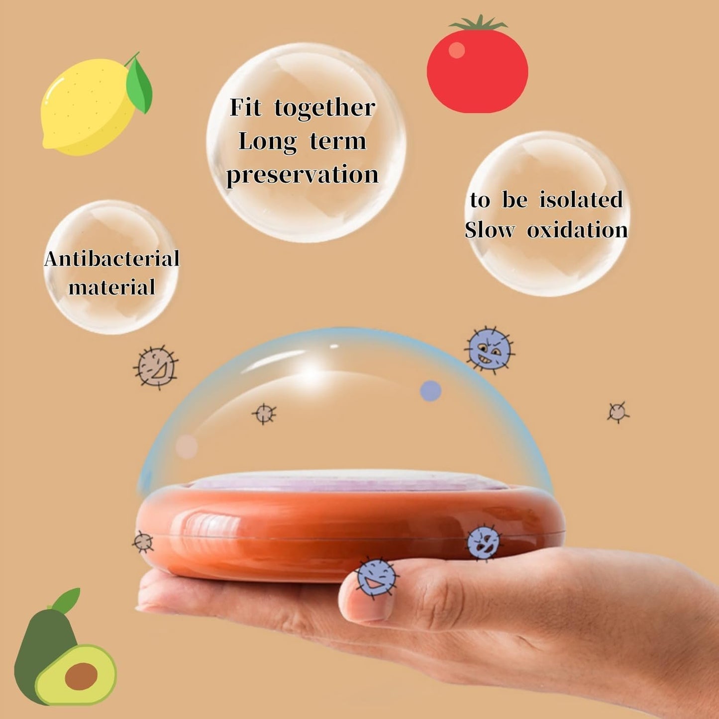 4PCS Fruit And Vegetable Storage Containers,Onion Storage Container, Avocado keeper,Tomato Saver,and Lemon holderï¼ŒVegetable Sha Transparent Film Reusable Food Saver Set for Fridge