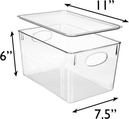 ClearSpace Clear Plastic Storage Bins With lids – Perfect Kitchen Organization or Pantry Storage – Fridge Organizer, Cabinet Organizers, Home Organization - 4 Pack