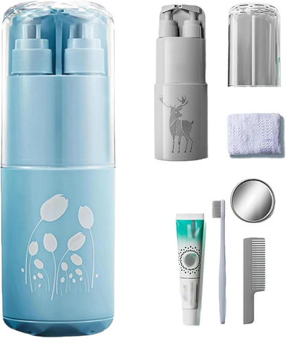 Travel Toiletry Cup Set, Multi-Functional Kit, Portable Travel Must-Haves, Compact Bathroom Organizer, Leak-Proof Containers, for Business Trip School Camping Use, 8.27 x 2.68 x 2.68 inches, blue