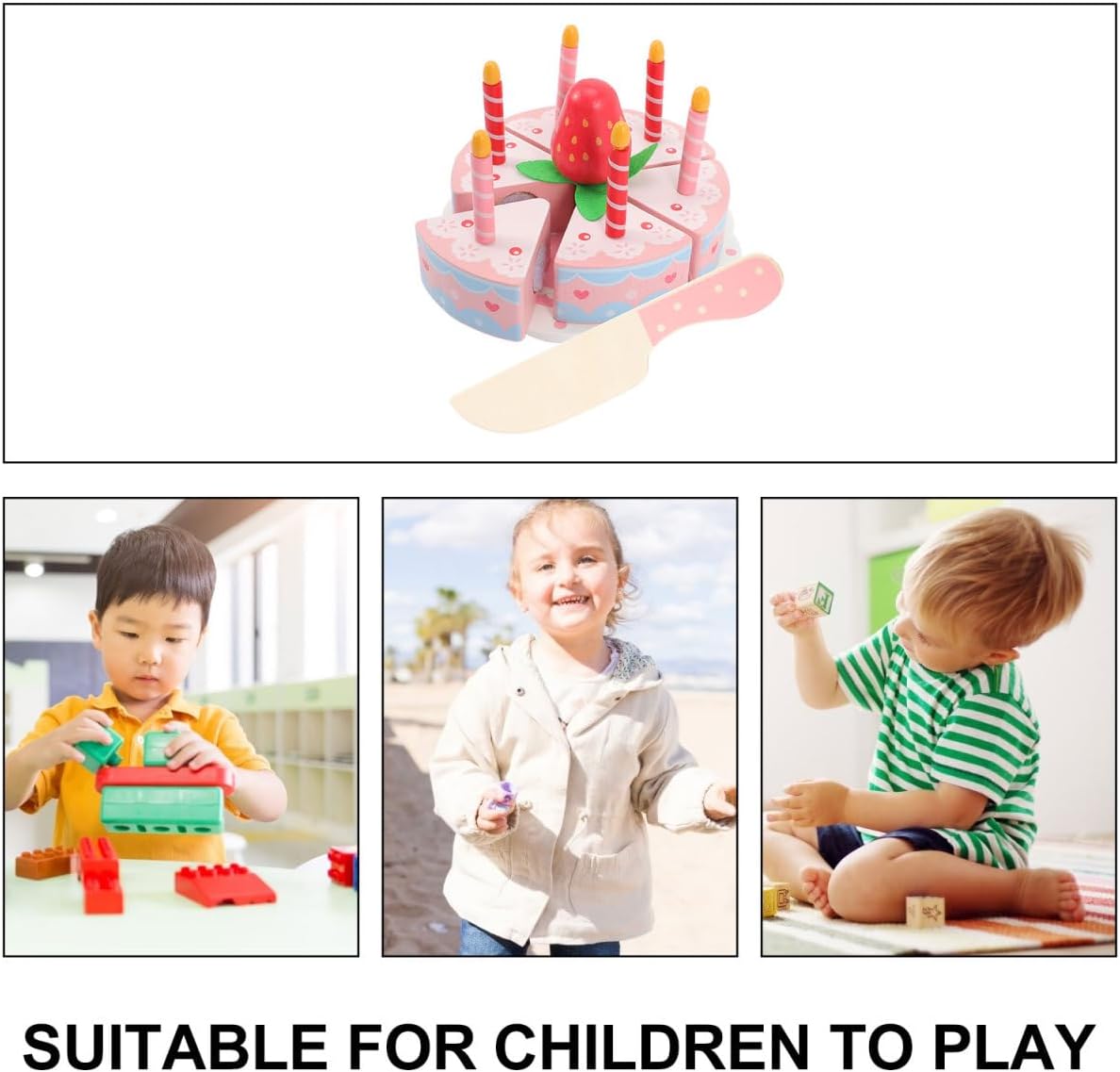 BESTonZON 1 Set Wooden Simulation Cake Dessert Cutting Toy Cake Cutting Toy Wooden Toys Play House Cutting Toys Playing House Toy Cutting Cakes Toy Children Toy Wood Birthday Cake Toy