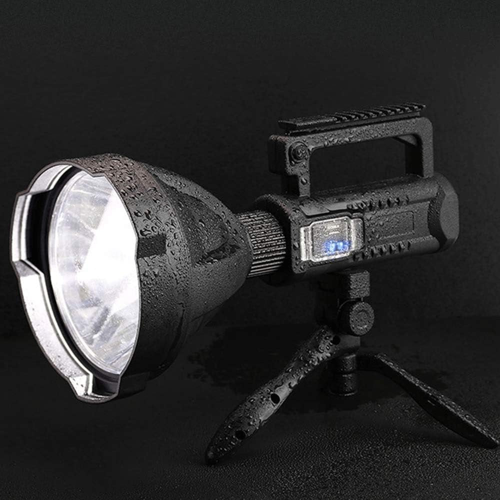 Hunting friends Super Bright Rechargeable Spotlight, Handheld Tactical Flashlight 4 Modes High Power Portable Waterproof LED Searchlight USB Output P90 Camping Torch for Outdoor (P90-Large Size)
