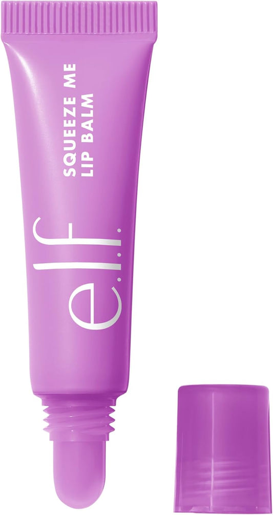 e.l.f. Squeeze Me Lip Balm, Moisturizing Lip Balm with Sheer Tint Infused with Hyaluronic Acid, Vegan & Cruelty Free, Grape