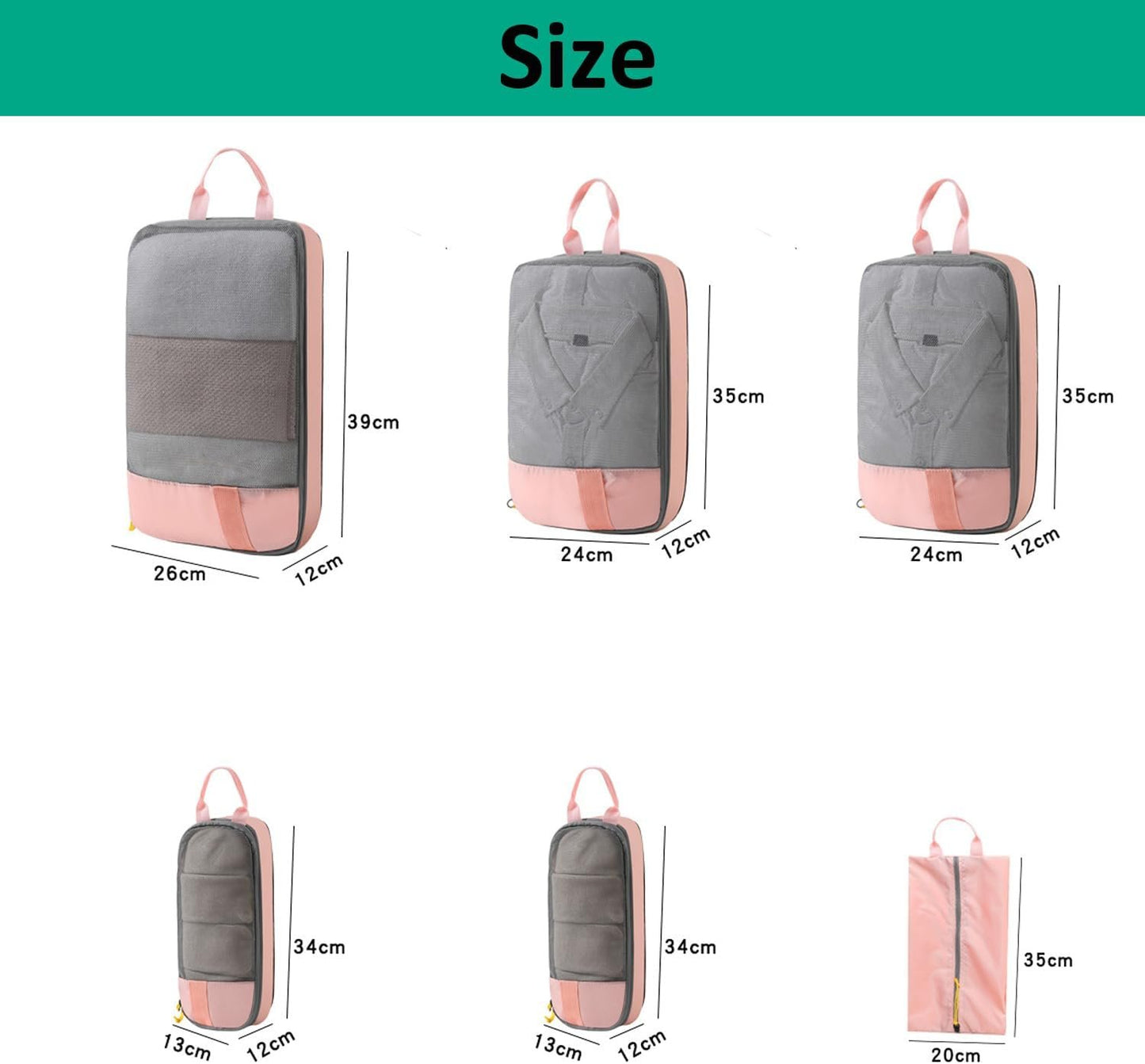 6pcs-Packing Cubes, Areaphmet Travel Compression Packing Cubes Set for Travel Accessories Organisers Bags for Luggage Organizers Suitcases Accessories (Black)